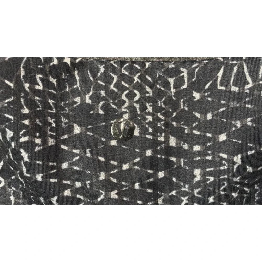 Lululemon Leggings Women 4 Black White Lattice Hem High Rise Crop Activewear